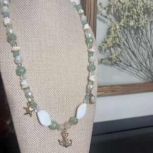 Elegant Gold and Green Beaded Necklace
